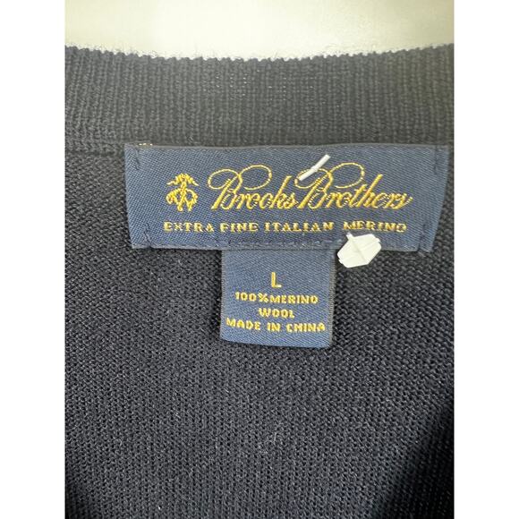 Brooks Brother Merino Wool Black Red Argyle Sleeveless Sweater Vest Size Large - Picture 2 of 7